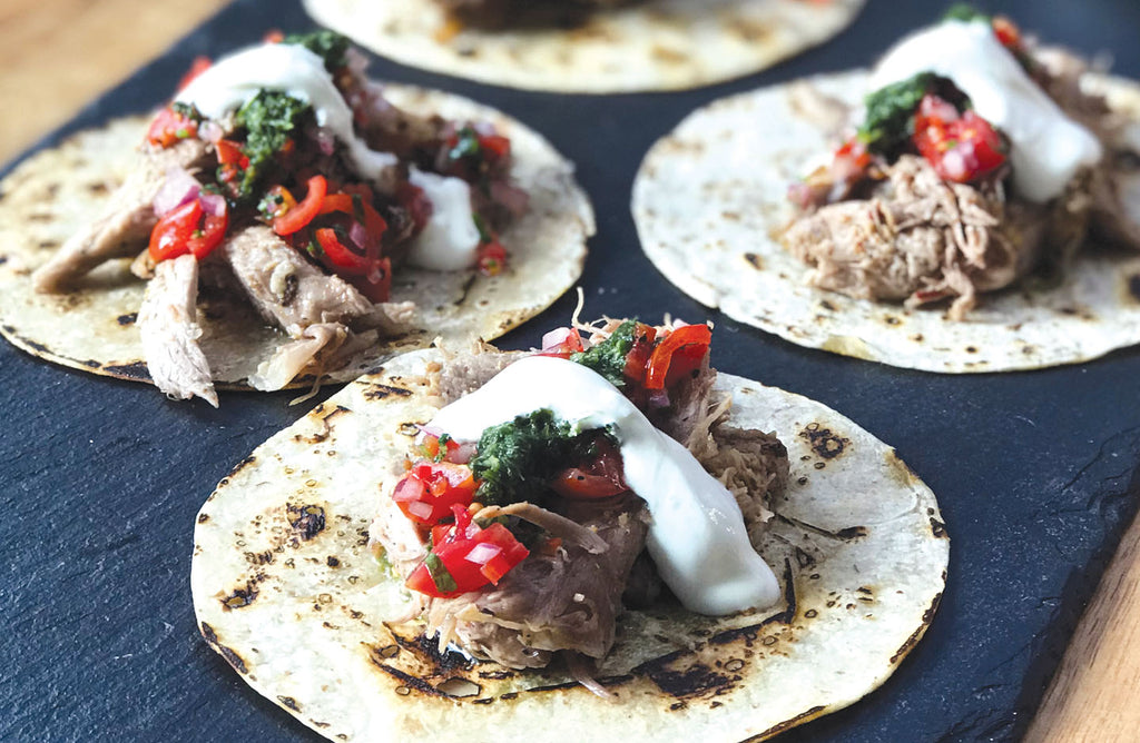 Roast Lamb Tacos with Pico de Gallo & Green Sauce