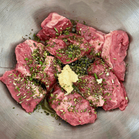 Beef Brochettes with Rosemary, Garlic & Jalapeno Horseradish Crema by Matt Burgess