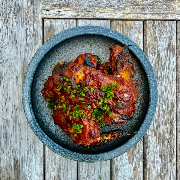 Chicken Wings with a Homemade Hot-Honey BBQ sauce by Matt Burgess