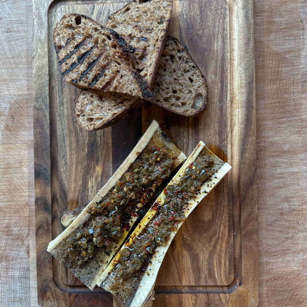 Roast Bone Marrow Brulee with Chimichurri by Barry Horne