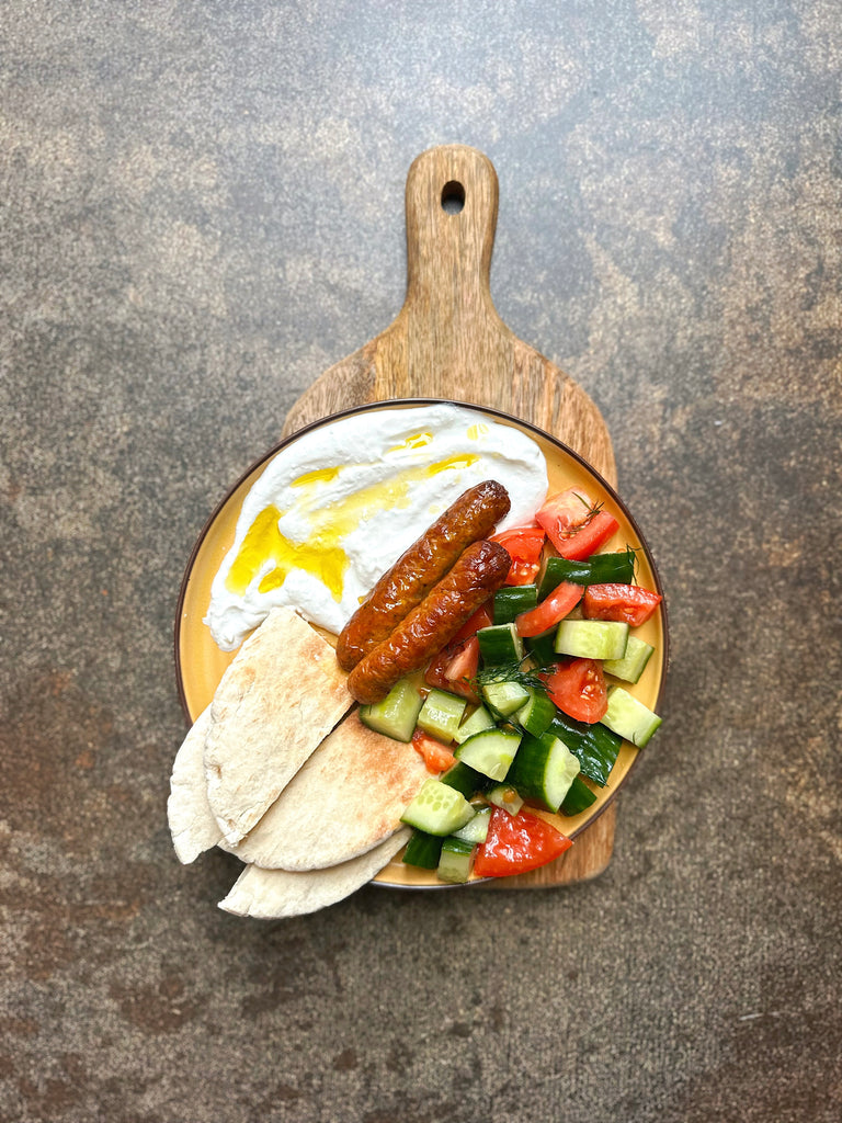 Merguez sausages with a whipped feta dip by Nina Fozzard
