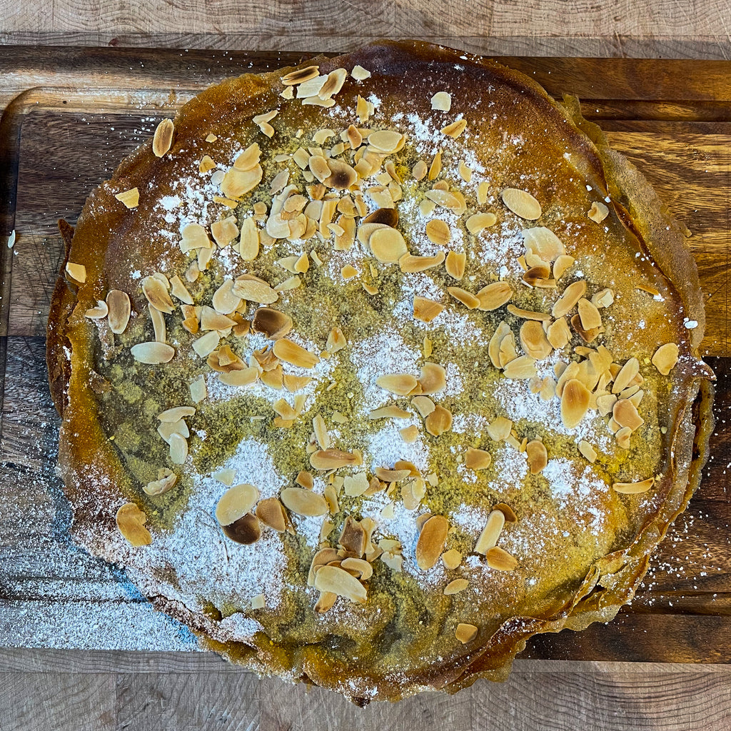 Turkey Pastilla (Moroccan pastry pie with Prunes and Almonds) using leftover Christmas turkey by Barry Horne