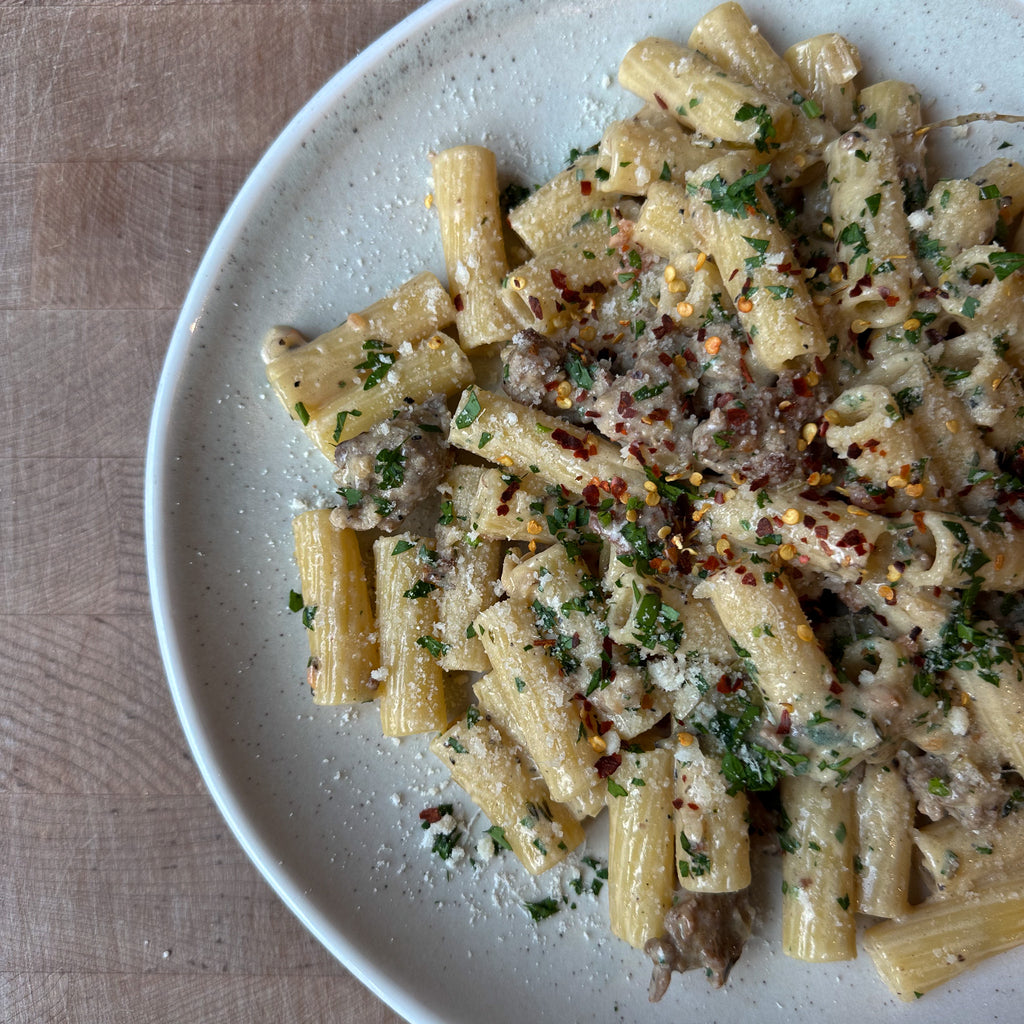 Italian Sausage Ragu with Marscarpone and Rigatoni Pasta by Matt Burgess