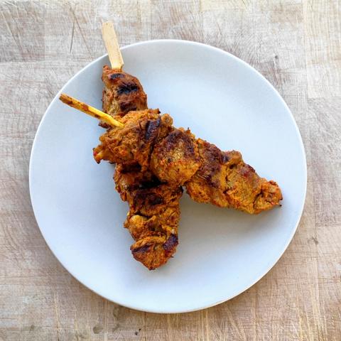 Lamb Tikka Skewers with Raita and Tabbouleh