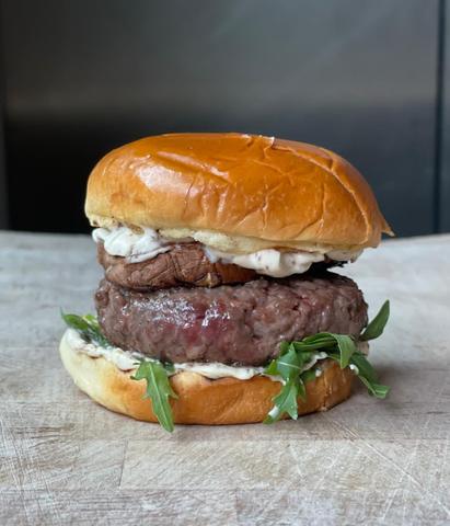 Portobello Mushroom Burger with Truffle Mayo and Rocket
