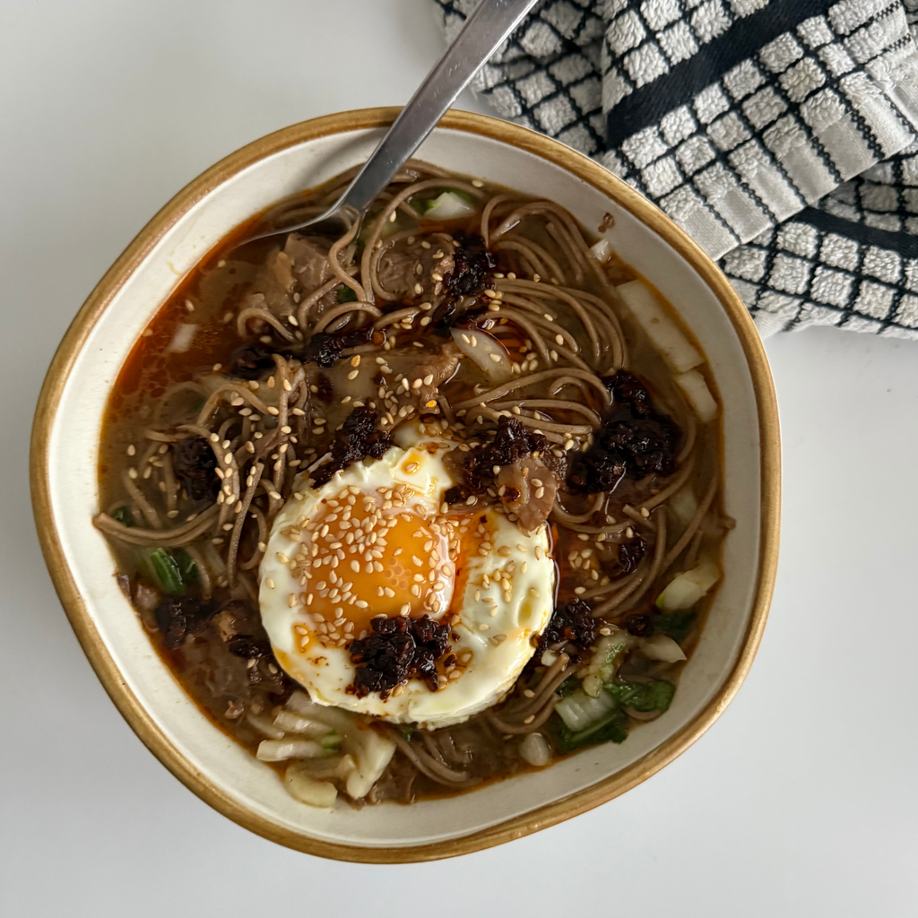 Spiced Oxtail Broth, Buckwheat Soba, Choy, Chilli Oil by Matt Burgess