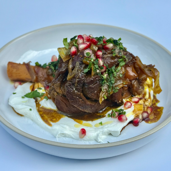 Braised Berbere Spiced Lamb Shanks with Yoghurt, Pomegranate & Coriander by Matt Burgess