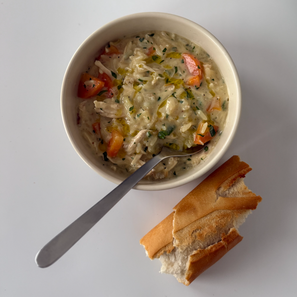 Avgolemono Soup - Greek Lemon Soup with Free-range Chicken, Rice, & Eggs by Matt Burgess