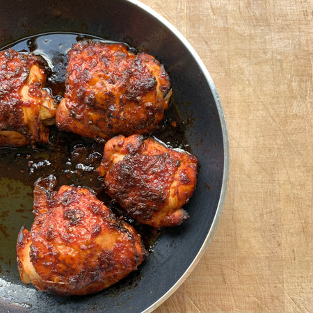 Cooked chipotle & honey marinated chicken thighs