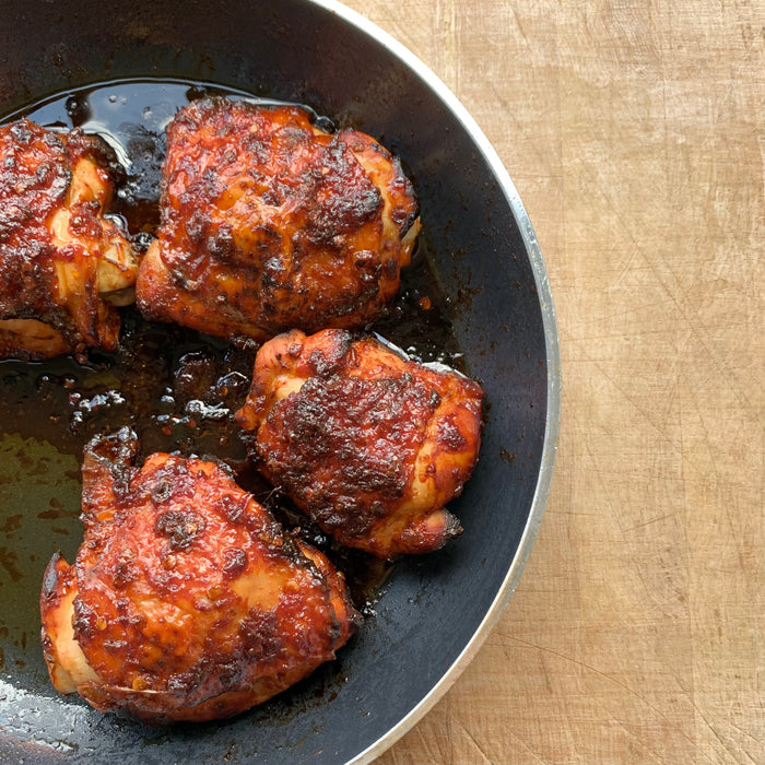 Cooked chipotle & honey marinated chicken thighs