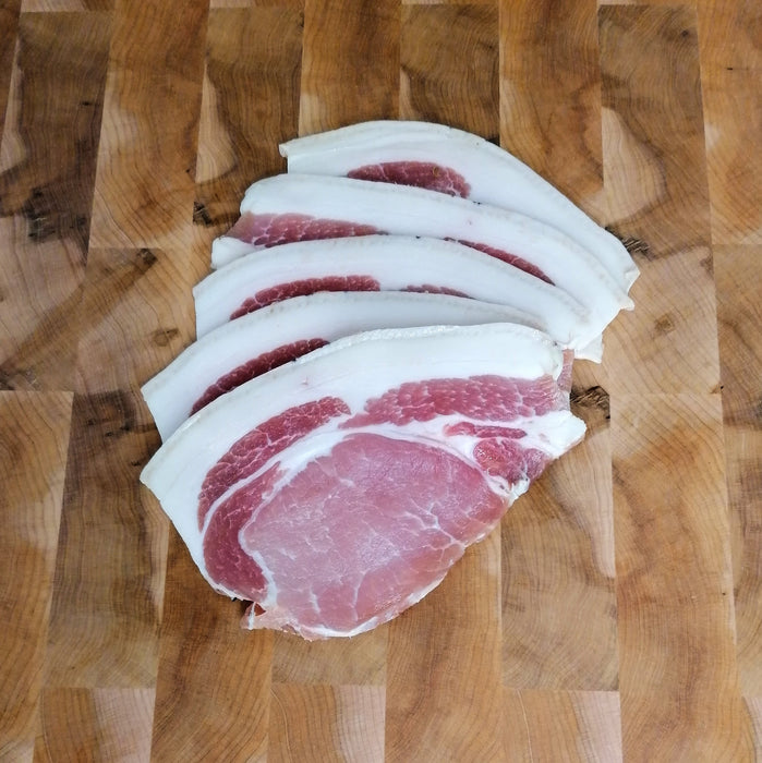 Free Range Unsmoked Back Bacon by Provenance Village Butcher 