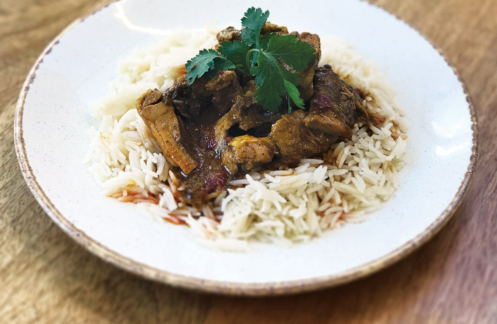 Flat Iron Chicken Curry with Fragrant Basmati Rice