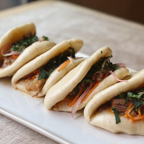 Pulled Pork Bao, Pickles and Hoi Sin Mayo by Olivia Nossborn