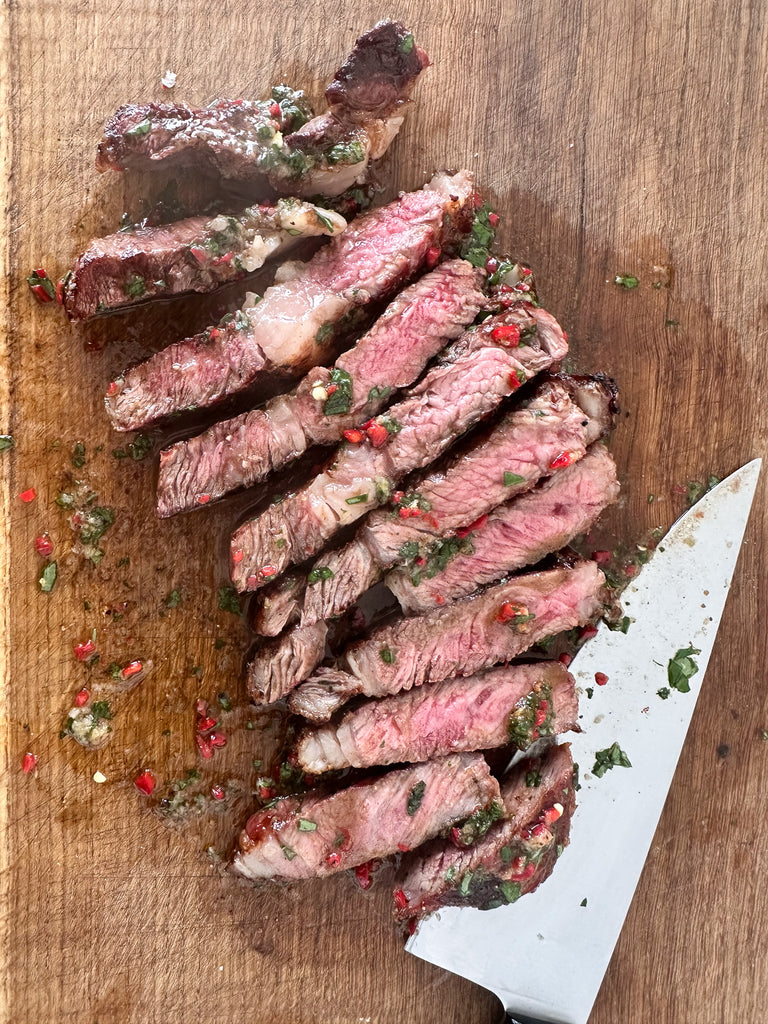 Grilled Ribeye Steak with a quick board dressing by Matt Burgess