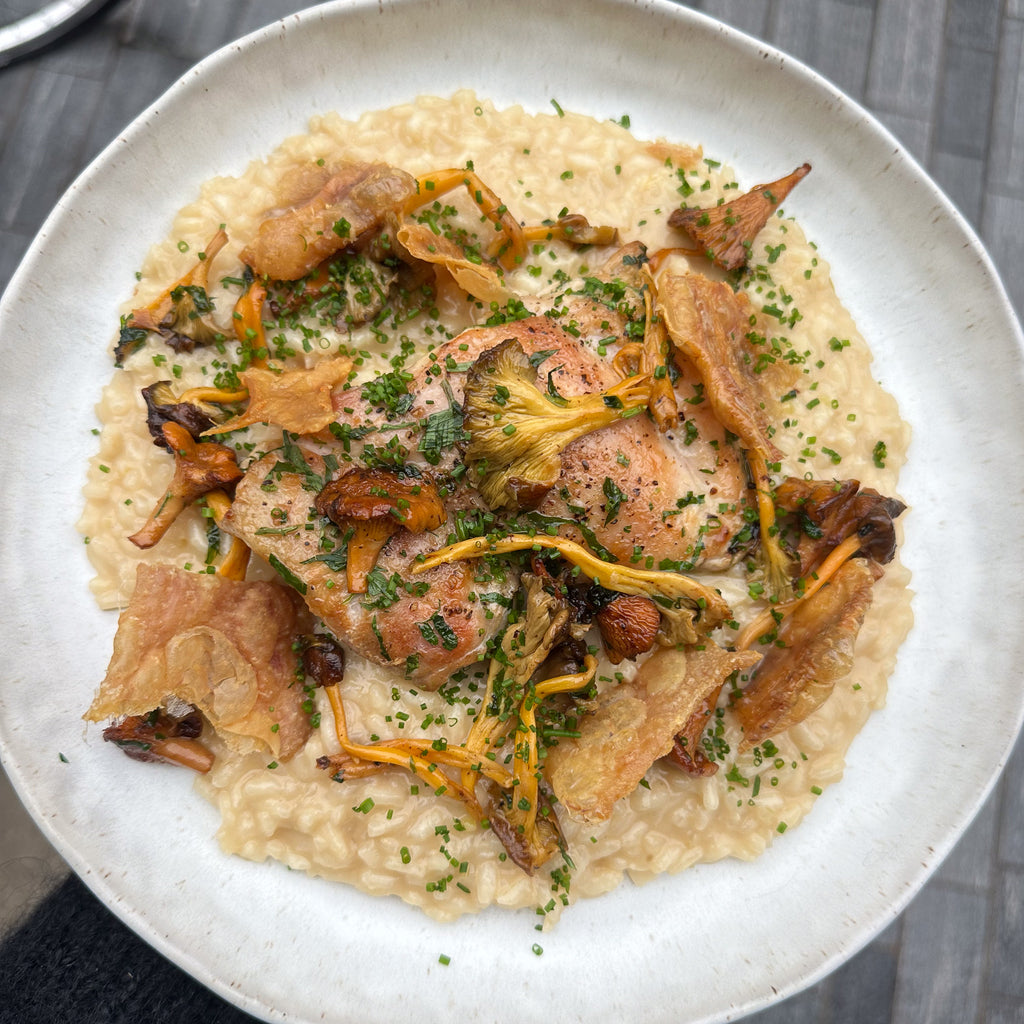 Bianco Risotto with Roast Chicken, Tarragon and Girolles by Barry Horne