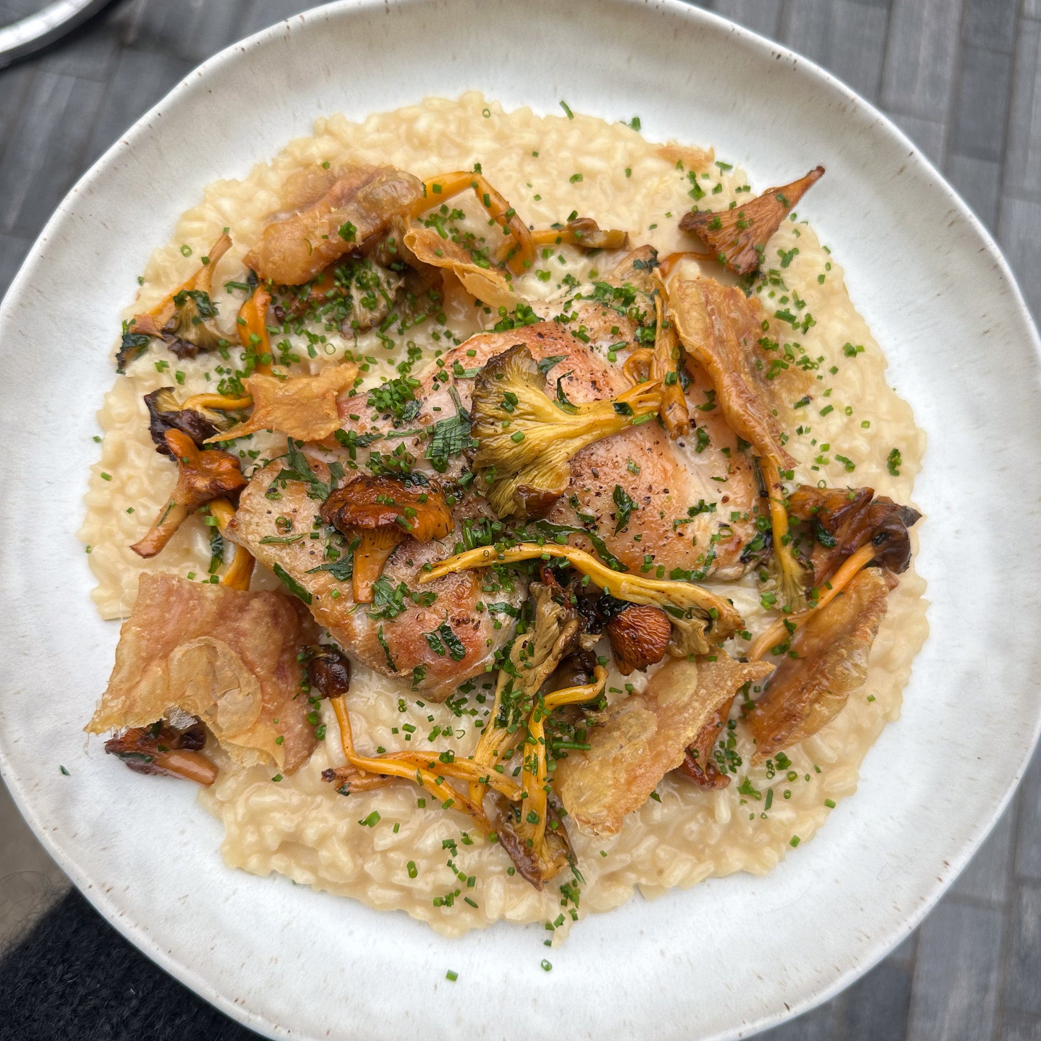 Bianco Risotto with Roast Chicken, Tarragon and Girolles by Barry Horn