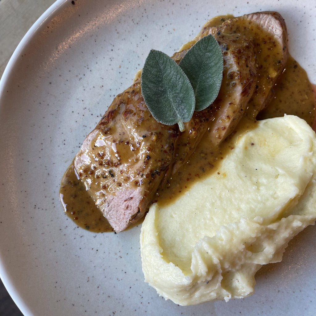 Pork Tenderloin with mashed potato & honey & mustard cream sauce by Barry Horne