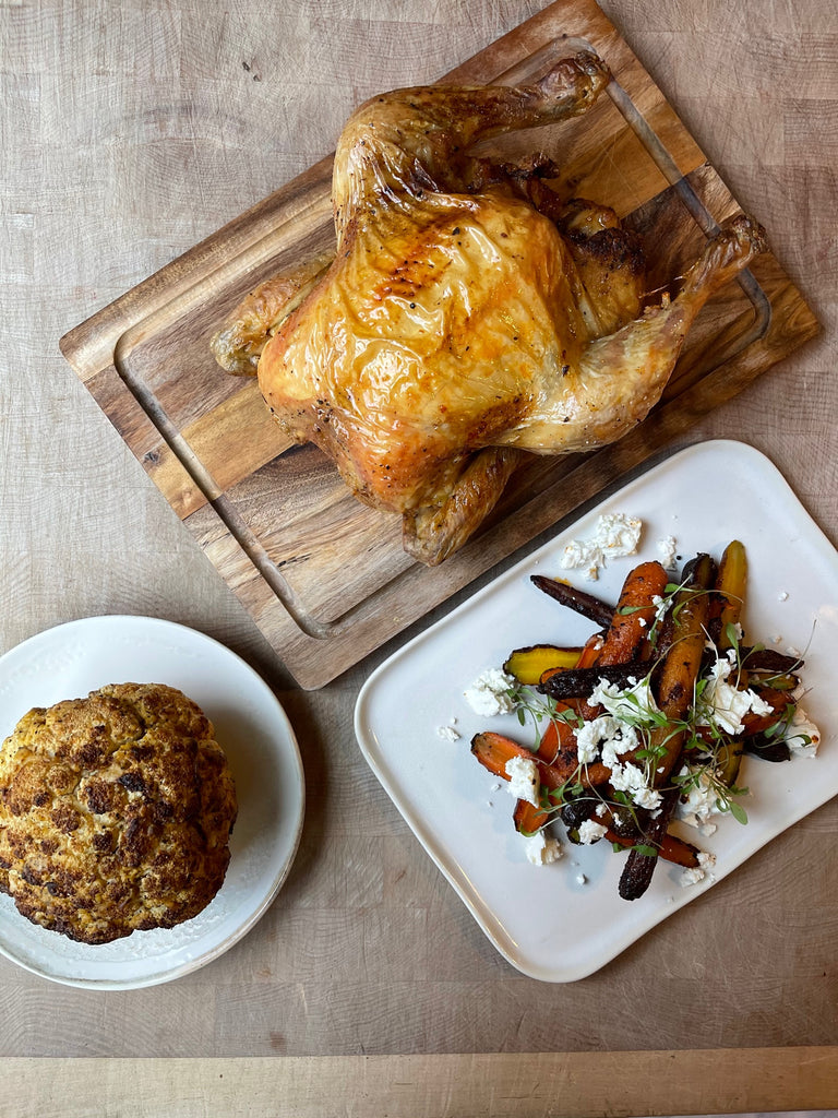 Roast Chicken with Harissa Roast Carrots and Whole Roast Cauliflower by Barry Horne
