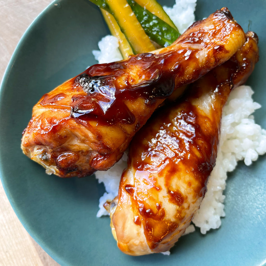 Teriyaki Chicken Drumsticks with Sushi Rice & Soy Pickled Cucumbers by Barry Horne