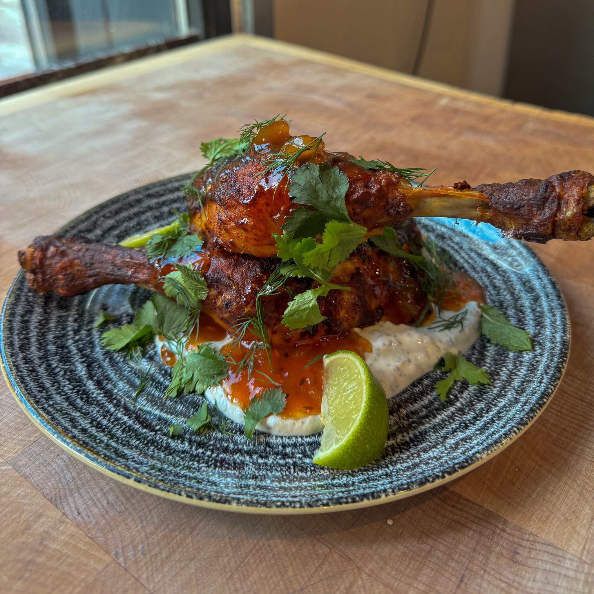 Masala Buttermilk Roasted Chicken Legs with Mango Chutney by Matt Burg