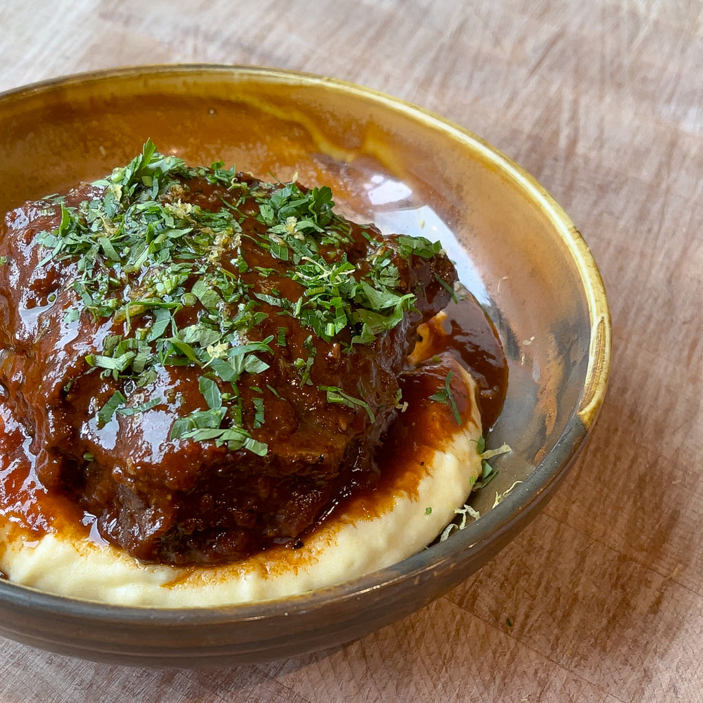 Braised Ox Cheek with Cheesy Polenta by Barry Horne