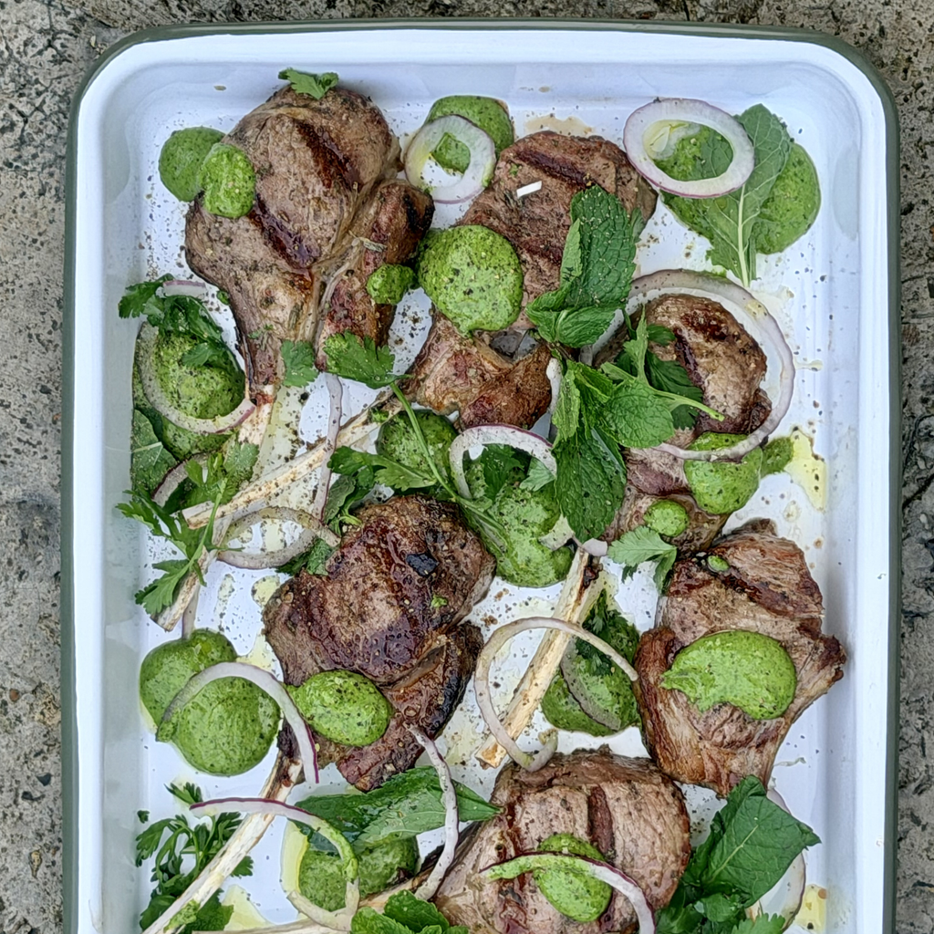Grilled Lamb Cutlets with Caper, Mint & Dijon Mustard by Matt Burgess