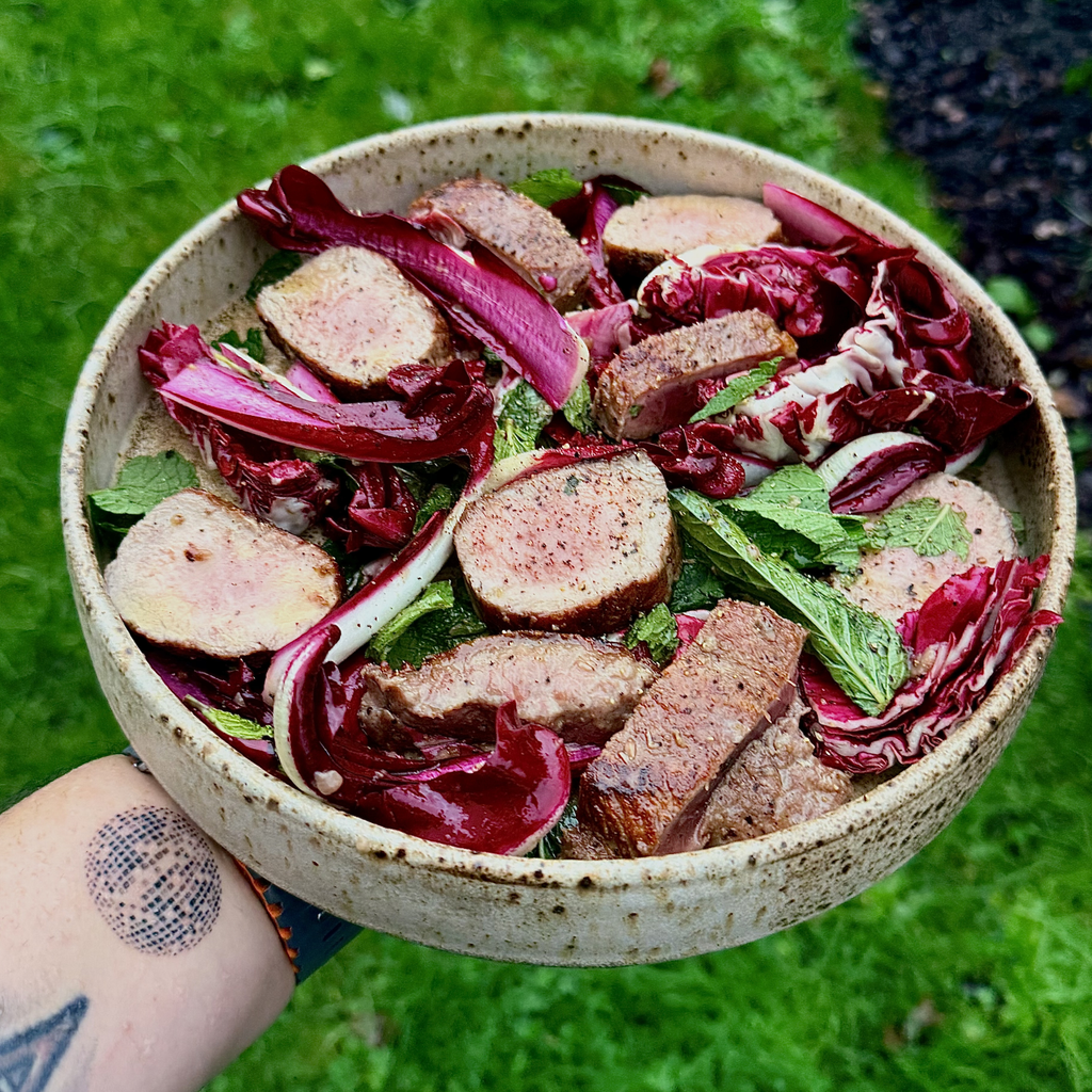 Seared Lamb Tenderloin with Radicchio & a Moscatel & Anchovy Spring Dressing by Matt Burgess