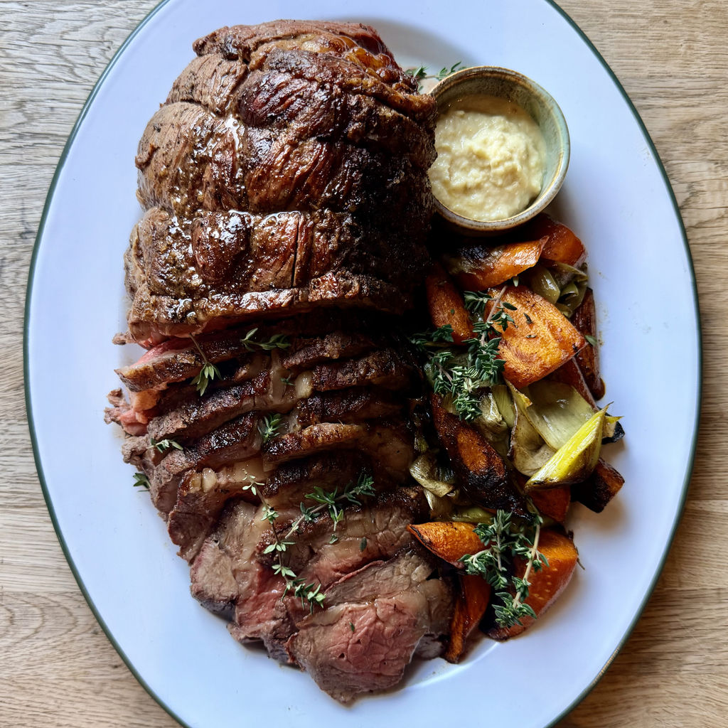 Pepper Beef Rump Roast with Carrots, Leeks & Thyme by Matt Burgess